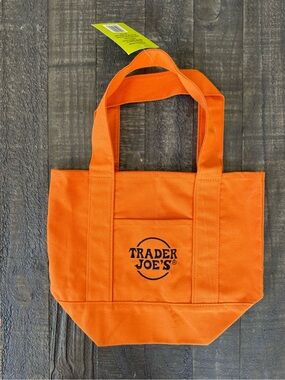 Trader Joe’s Viral Orange Mini Tote Bag 13” Reusable NWT Limited Edition